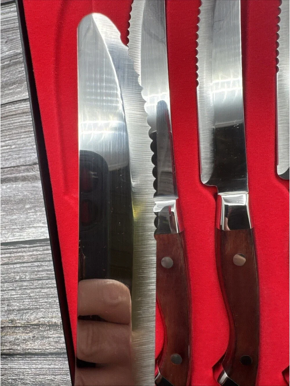 Steelite International Walco Denver Chop Full Tang Steak Knife x4 Set Pakka Wood